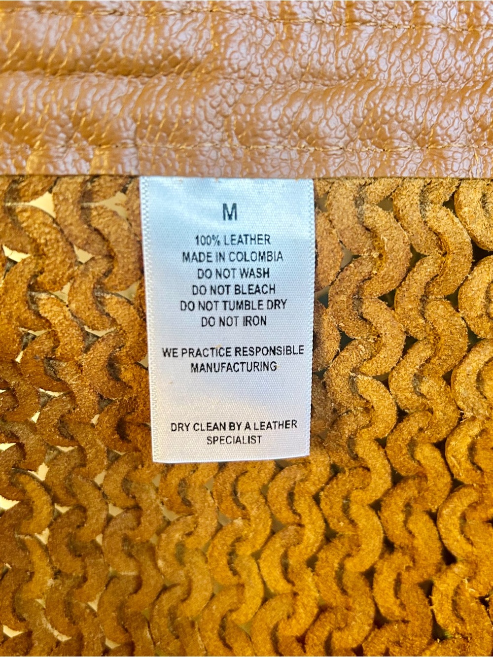 NONCHALANT Label, Genuine Leather Crochet Tan Maxi Skirt with Belt, size M, NWT - Picture 8 of 10